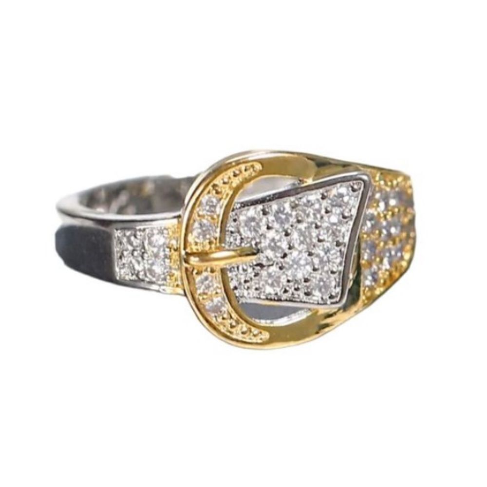 Fashion 14k Gold Plated White Zircon Women Ring Party Jewelry Gift Size 5